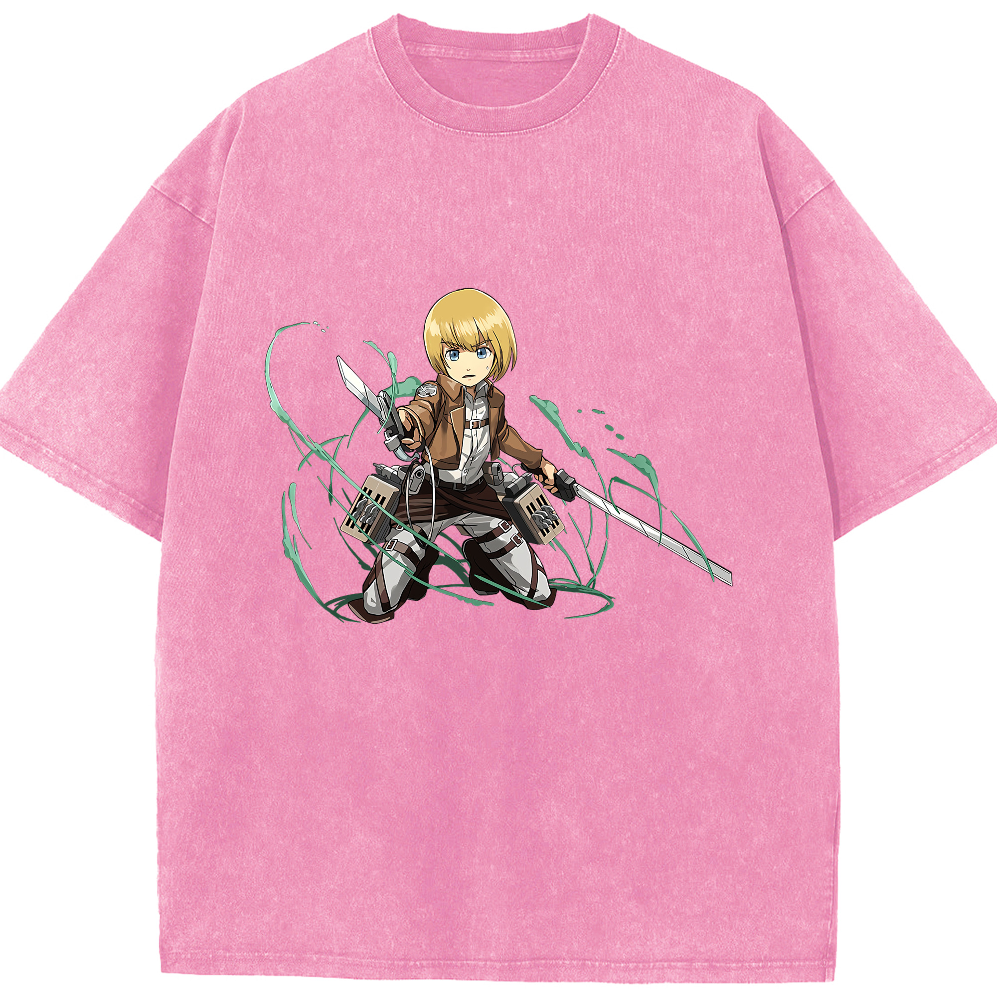 （画像用） 進撃の巨人 アルミン·アルレルト Attack on Titan Armin Arlert 綿100% ヴィンテージ風 半袖Tシャツ（フロントプリント）